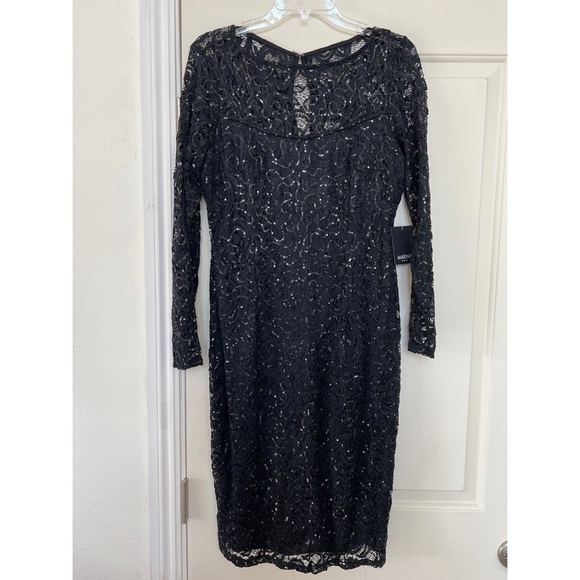 Marina LONG SLEEVE SEQUIN LACE DRESS - SIZE 12 NWOT - Picture 2 of 5